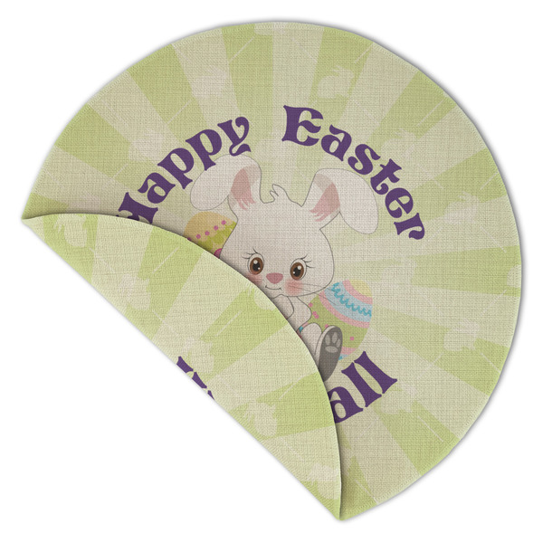 Easter Bunny Round Linen Placemats - Front (folded corner double sided)