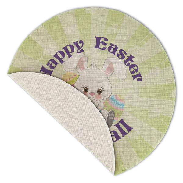 Easter Bunny Round Linen Placemats - Front (folded corner single sided)