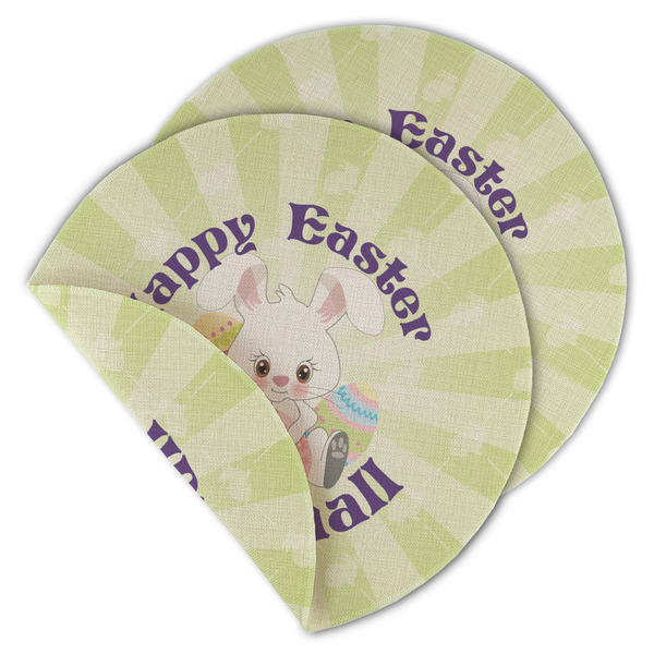Custom Easter Bunny Round Linen Placemat - Double Sided (Personalized)