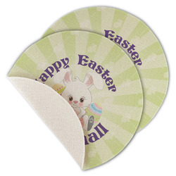 Easter Bunny Round Linen Placemat - Single Sided - Set of 4 (Personalized)