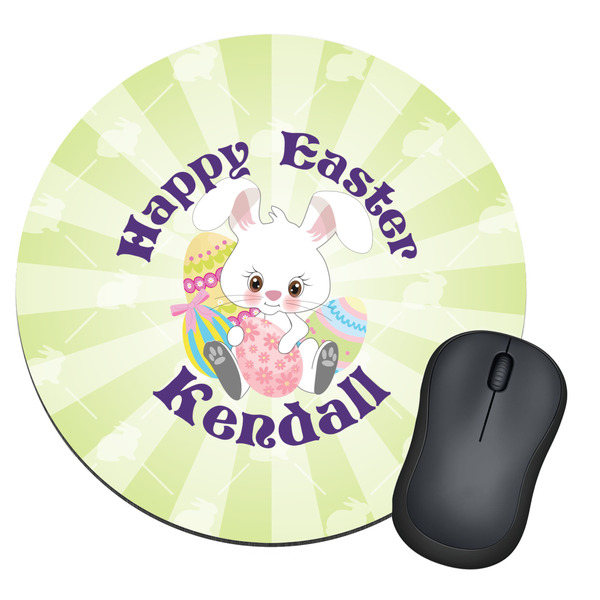 Custom Easter Bunny Round Mouse Pad (Personalized)