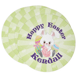Easter Bunny Round Paper Coasters w/ Name or Text