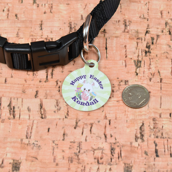 Easter Bunny Round Pet ID Tag - Small - In Context