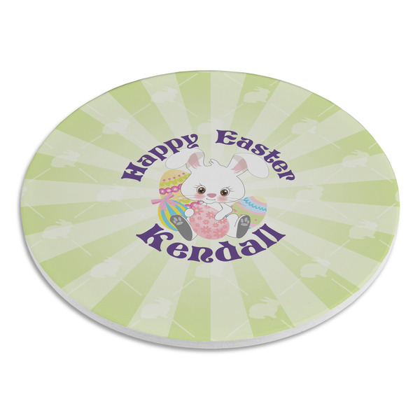 Easter Bunny Round Stone Trivet - Angle View