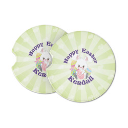 Easter Bunny Sandstone Car Coasters - Set of 2 (Personalized)