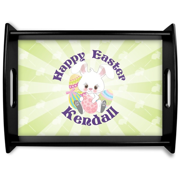 Custom Easter Bunny Black Wooden Tray - Large (Personalized)