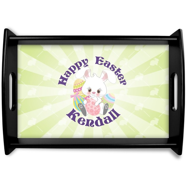 Custom Easter Bunny Black Wooden Tray - Small (Personalized)