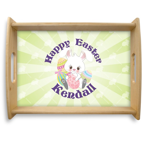 Custom Easter Bunny Natural Wooden Tray - Large (Personalized)