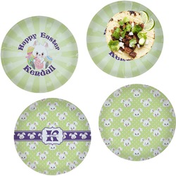 Easter Bunny Set of 4 Glass Lunch / Dinner Plate 10" (Personalized)