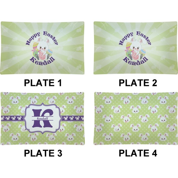 Easter Bunny Set of Rectangular Dinner Plates (Approval)