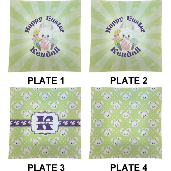 Easter Bunny Set of Square Dinner Plates (Approval)