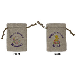 Easter Bunny Small Burlap Gift Bag - Front & Back (Personalized)