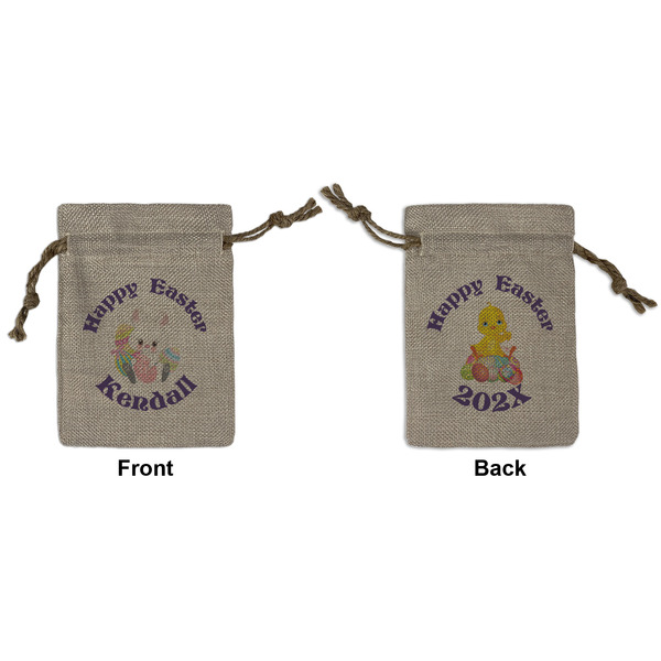 Custom Easter Bunny Small Burlap Gift Bag - Front & Back (Personalized)