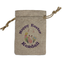 Easter Bunny Small Burlap Gift Bag - Front (Personalized)