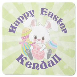 Easter Bunny Square Rubber Backed Coaster (Personalized)