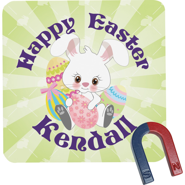 Custom Easter Bunny Square Fridge Magnet (Personalized)