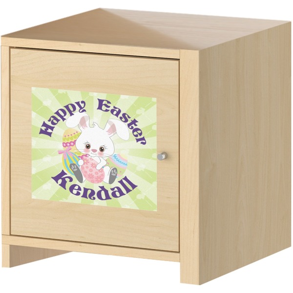Easter Bunny Square Wall Decal on Wooden Cabinet