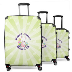Easter Bunny 3 Piece Luggage Set - 20" Carry On, 24" Medium Checked, 28" Large Checked (Personalized)