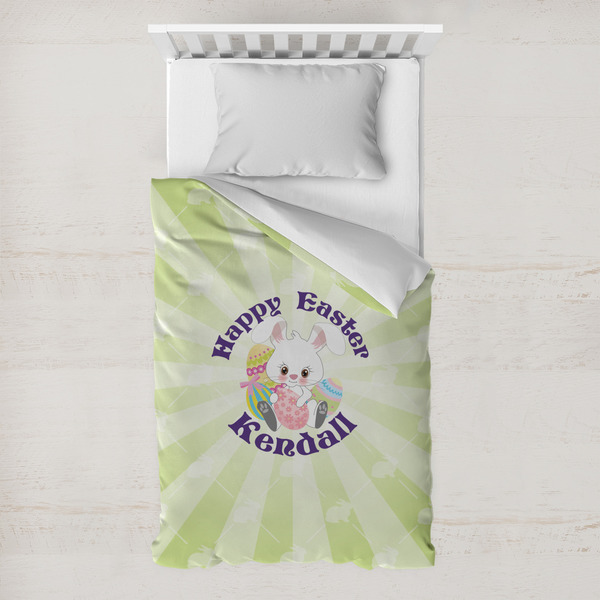 Custom Easter Bunny Toddler Duvet Cover w/ Name or Text