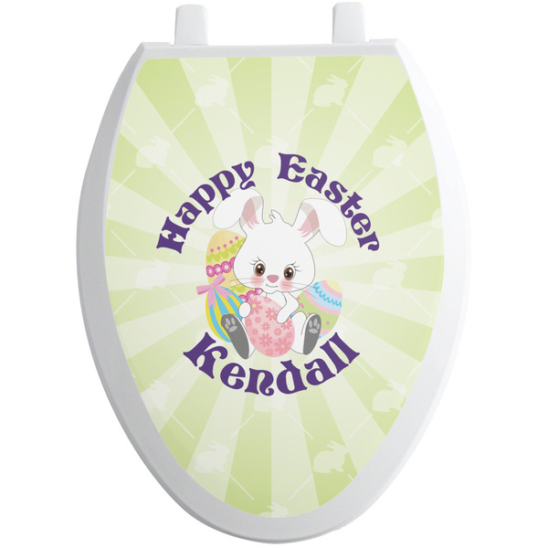 Custom Easter Bunny Toilet Seat Decal - Elongated (Personalized)