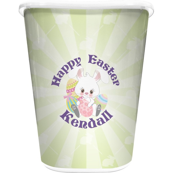Custom Easter Bunny Waste Basket - Double Sided (White) (Personalized)