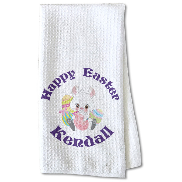 Custom Easter Bunny Kitchen Towel - Waffle Weave - Partial Print (Personalized)