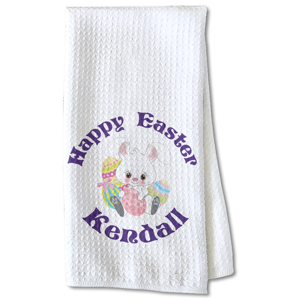 Custom Easter Bunny Kitchen Towel - Waffle Weave - Partial Print (Personalized)