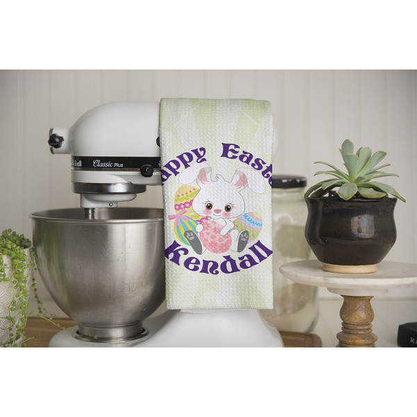 Easter Bunny Waffle Weave Towel - Full Color Print - Lifestyle Image