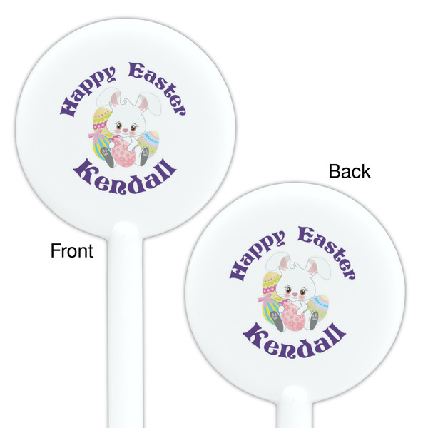 Easter Bunny White Plastic 5.5" Stir Stick - Double Sided - Round - Front & Back