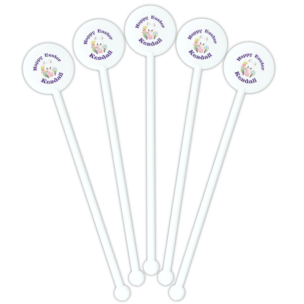 Easter Bunny White Plastic 5.5" Stir Stick - Fan View