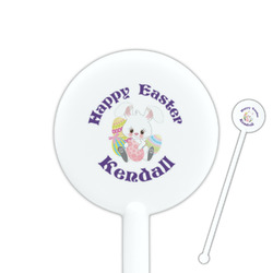 Easter Bunny 5.5" Round Plastic Stir Sticks - White - Single Sided (Personalized)