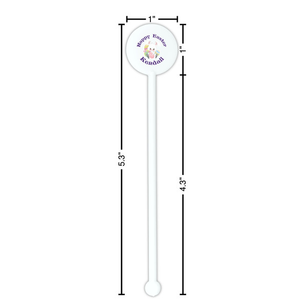 Easter Bunny White Plastic 5.5" Stir Stick - Round - Dimensions