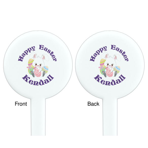 Easter Bunny White Plastic 7" Stir Stick - Double Sided - Round - Front & Back