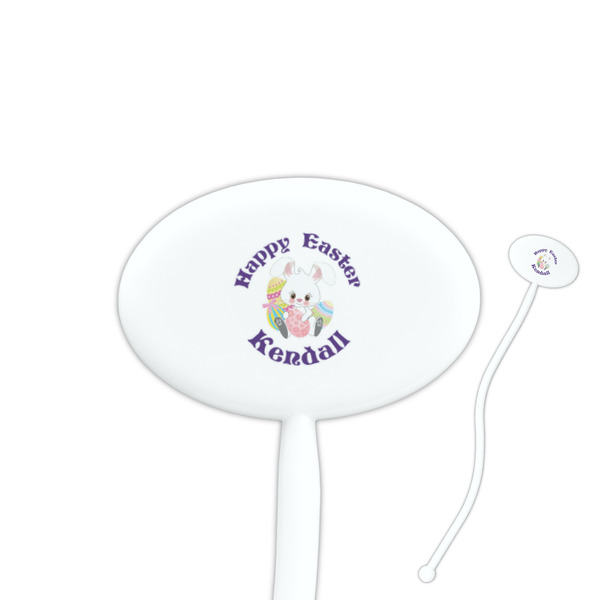 Custom Easter Bunny 7" Oval Plastic Stir Sticks - White - Single Sided (Personalized)