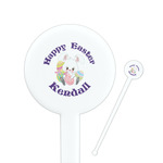 Easter Bunny 7" Round Plastic Stir Sticks - White - Single Sided (Personalized)