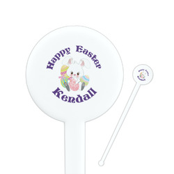 Easter Bunny 7" Round Plastic Stir Sticks - White - Double Sided (Personalized)