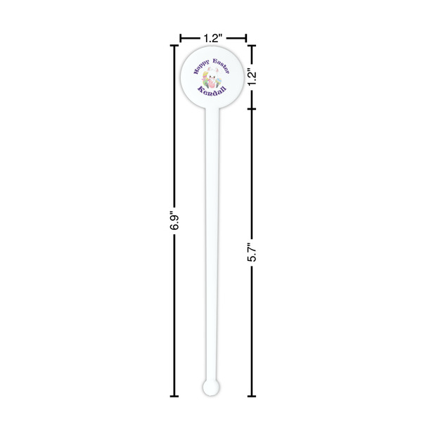 Easter Bunny White Plastic 7" Stir Stick - Round - Dimensions