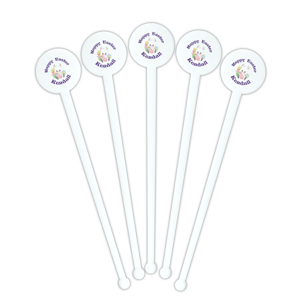 Easter Bunny White Plastic 7" Stir Stick - Round - Fan View