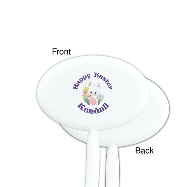 Easter Bunny White Plastic 7" Stir Stick - Single Sided - Oval - Front & Back