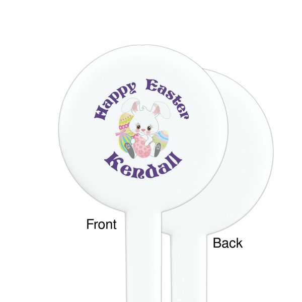 Easter Bunny White Plastic 7" Stir Stick - Single Sided - Round - Front & Back