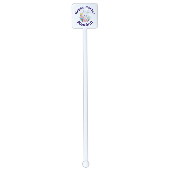 Easter Bunny White Plastic Stir Stick - Single Sided - Square - Single Stick