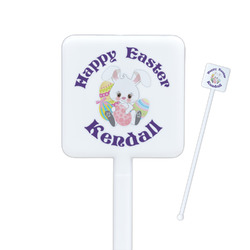 Easter Bunny Square Plastic Stir Sticks - Double Sided (Personalized)