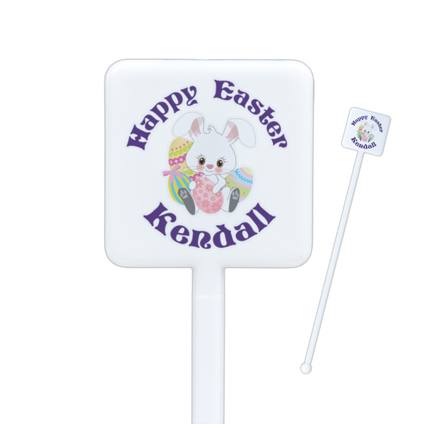 Custom Easter Bunny Square Plastic Stir Sticks - Double Sided (Personalized)