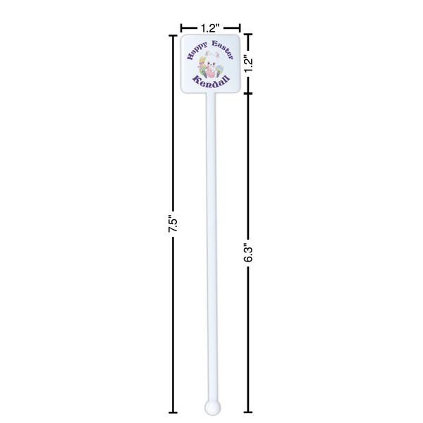 Easter Bunny White Plastic Stir Stick - Square - Dimensions