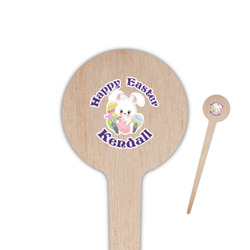 Easter Bunny 4" Round Wooden Food Picks - Single Sided (Personalized)