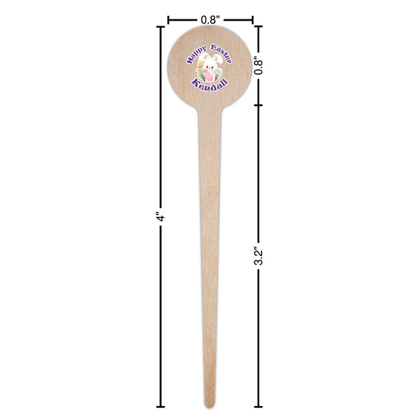 Easter Bunny Wooden 4" Food Pick - Round - Dimensions
