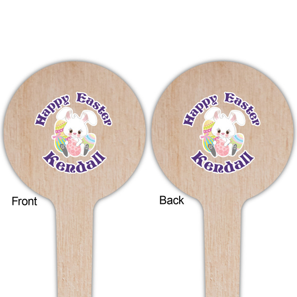 Easter Bunny Wooden 4" Food Pick - Round - Double Sided - Front & Back