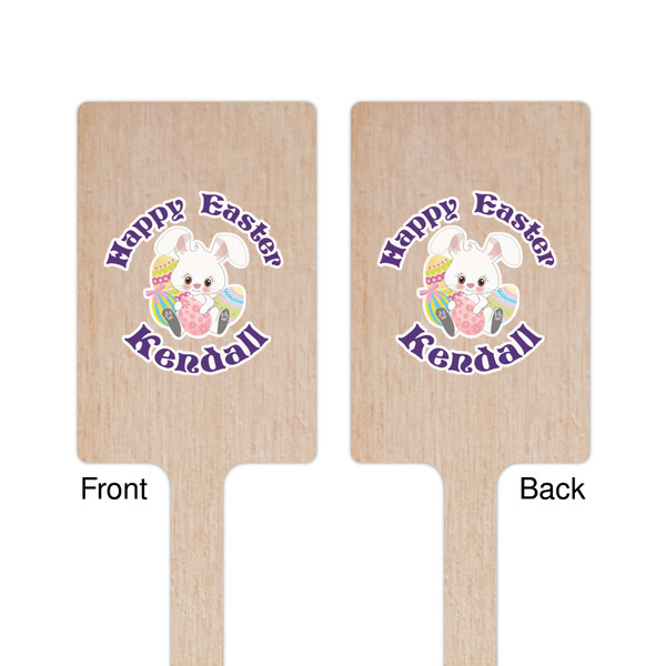 Easter Bunny Wooden 6.25" Stir Stick - Rectangular - Double Sided - Front & Back