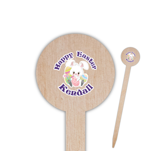 Custom Easter Bunny 6" Round Wooden Food Picks - Double Sided (Personalized)