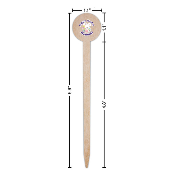 Easter Bunny Wooden 6" Food Pick - Round - Dimensions